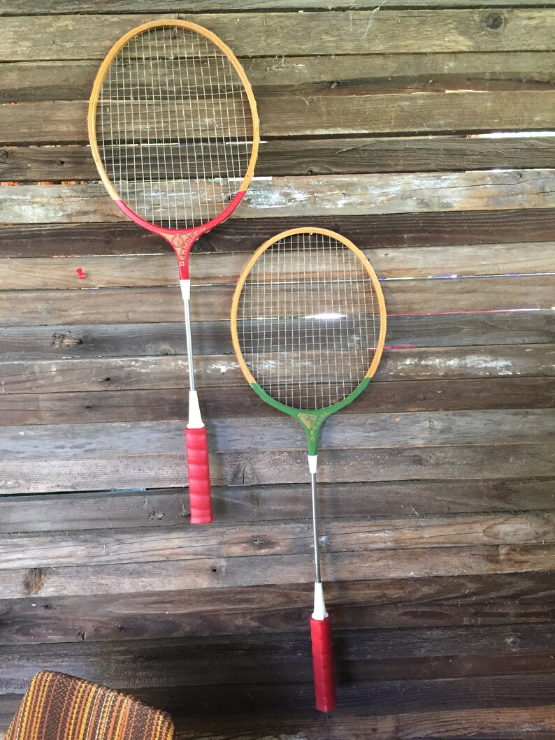 BADMINTON Rackets Set of two net sports game for 2 summer Fitness Fun and Games Adult Sport 2 Player Red Green Outdoor Indoor German Made