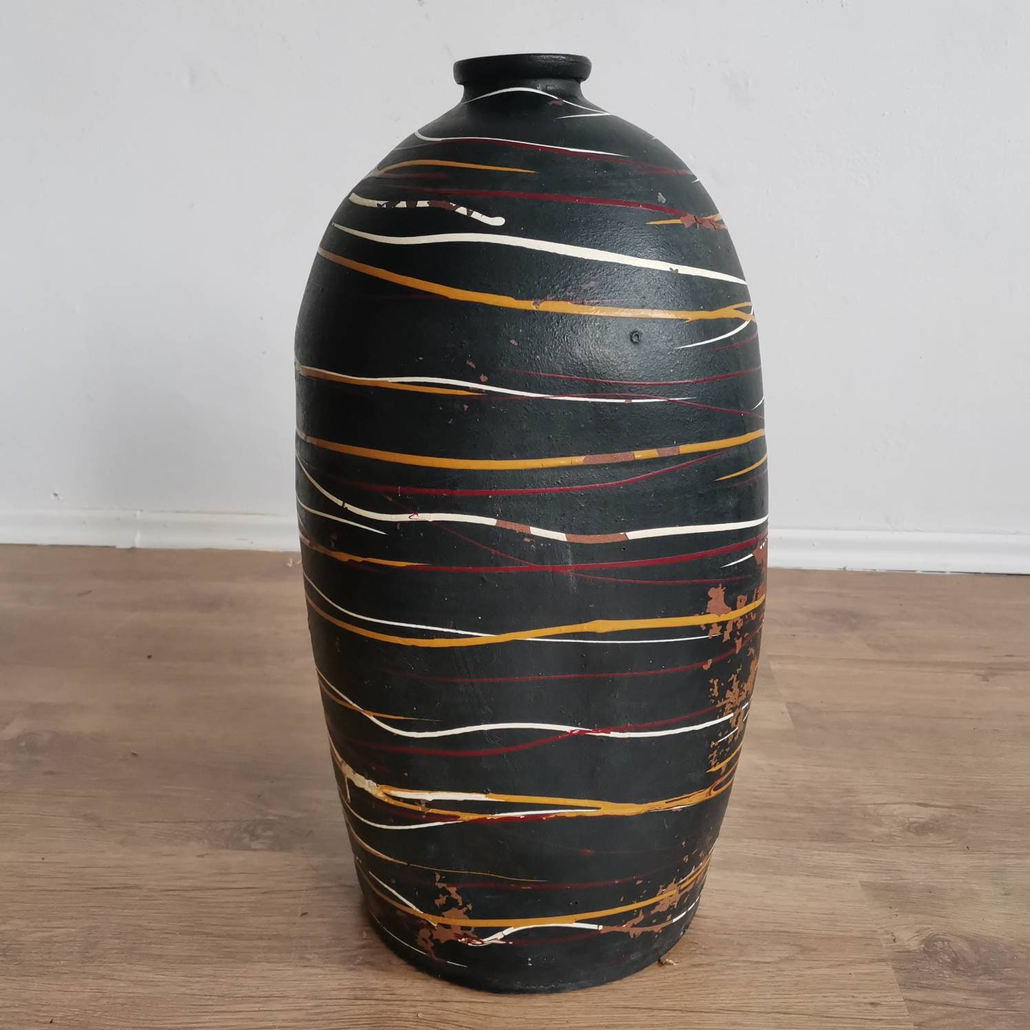 Huge Terracotta Vintage Earthenware Clay Honey Pot. Handmade Pottery 1930S Hungarian, Pitcher Vase Decor. Hand Crafted. Heavy