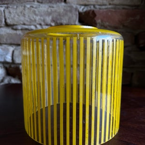 Art Deco 1930s Pendant Lamp Light hanging Ceiling decor decorative Glass Lamp Vintage Lampshade Glass yellow stripes