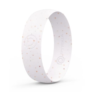 WHITE with GOLD SPARKLE Silicone Ring (Uniquely Comfortable, Low-Profile Design)