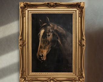 Horse Art Print, Vintage PRINTABLE Art, Digital Download, Vintage Horse Painting, Western Decor, Horse Lover Gift, Dark Academia Antique Art