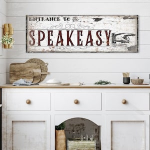 Speakeasy Sign, Vintage Canvas Sign, Speakeasy Decor, Vintage Wall Art, 1920s Decor, Roaring 20s Art, Speakeasy Decorations