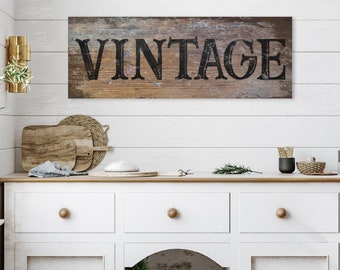 Vintage Faux Wood Sign, Vintage Signs, Large Canvas Wall Art, Vintage Decor, Farmhouse Decor, Modern Farmhouse Art, Faux Wood Decor