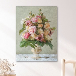 Peonies Print, Large Canvas Wall Art, Summer Flower Picture, Peonies In A Vase, Vintage Home Decor, Vintage Floral Art, Peony Gifts