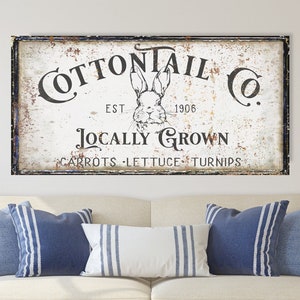 Cottontail Co, Vintage Easter Sign, Vintage Signs, Vintage Easter Decor, Easter Bunny Wall Art, Rustic Sign, Easter Wall Decor, Cottagecore