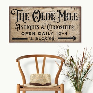 The Olde Mill Antiquitäten und Kuriositäten, Vintage Schilder, primitive Schilder, Wanddekoration, moderne Bauernhausdekoration, Vintage Geschenke