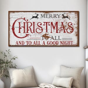 Merry Christmas To All Sign, Vintage Christmas Decor, Large Canvas Wall Art, Christmas Sign, Vintage Holiday Decor, Holiday Signs,