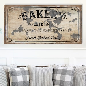 Placa de padaria vintage, placa de lona, placas vintage, placas de cozinha, decoração rústica para casa, decoração primitiva, presentes vintage, placas enferrujadas
