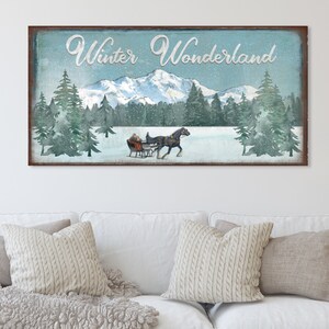 Holiday Decor, Winter Wonderland Sign, Christmas Signs, Large Canvas Wall Art, Modern Farmhouse Decor, Vintage Christmas Decor,