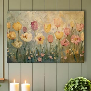 Spring Prints, Spring Wall Art, Large Canvas Wall Hanging, Vintage Spring Flower Picture, Spring Decor, Flower Gifts, Mothers Day Gift