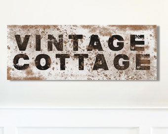 Vintage Cottage Sign, Rusty Cottage Sign, Large Canvas Wall Art, Cottage Decor, Cottage Core, Vintage Wall Art, Vintage Decor,