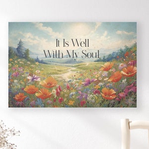 It Is Well With My Soul Spring Landscape Canvas Wall Art, Christian Wall Art, Scripture Wall Art, Christian Home Decor, Christian Gifts