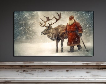 Santas Journey TV Art, Christmas TV Art, Samsung TV Art, Old World Santa, Digital Download, Holiday tv Art, Frame tv Art, Winter Frame tv