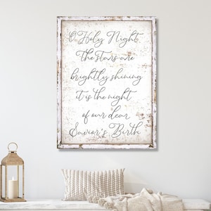O Holy Night, Christmas Signs, Christmas Canvas Wall Art, Vintage Holiday Decor, Christmas Hymn, Vintage Signs, Christian Christmas