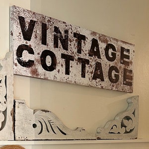 Vintage Cottage Sign, Rusty Cottage Sign, Large Canvas Wall Art, Cottage Decor, Cottage Core, Vintage Wall Art, Vintage Decor,