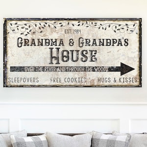 Grandma And Grandpas House Personalized Sign, Grandparents Gift, Personalized Gifts, Modern Farmhouse Wall Art, Custom Name Decor