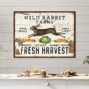 Wild Rabbit Farms, Easter Sign, Vintage Easter Decor, Large Canvas Wall Art, Vintage Signs, Easter Bunny Decor, Oversized Wall Art