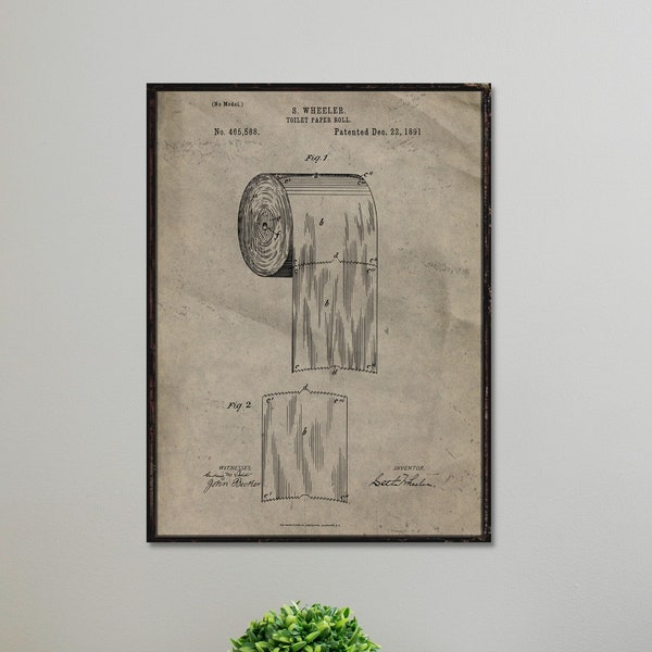 Vintage Bathroom Sign, Toilet Paper Patent, Vintage Bathroom Decor, Large Canvas Wall Art, Vintage Signs, Oversized Wall Art