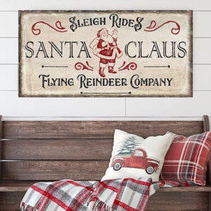 Flying Reindeer Company Sign, Modern Farmhouse Decor, Large Canvas Wall Art, Christmas Sign, Vintage Christmas Decor, Holiday Signs