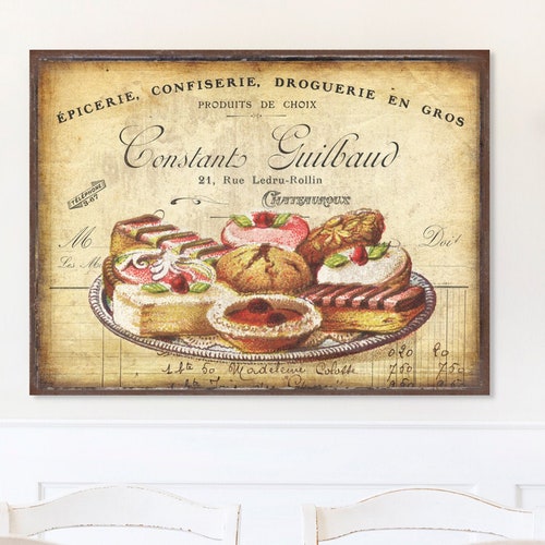 French Pastries Kitchen Sign French Country Decor Vintage Etsy