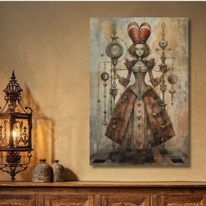 steampunk queen of hearts canvas art