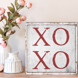 XOXO, Valentines Day Decor, Valentines Wall Art, Large Canvas Signs, Vintage Valentine Decor, Cupid Decor, Valentines Gift
