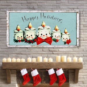 Happy Holidays Vintage Canvas Sign, Holiday Decor, Vintage Christmas Decor, Christmas Signs, Vintage Christmas Sign, Holiday Signs