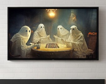 Spooky Art for Frame TV, Samsung Frame Tv Art, Halloween Frame Tv Art, Vintage Ghosts, Frame Tv Art, Digital Download, Ghosts Playing Games