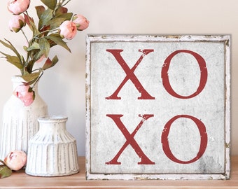 XOXO, Valentines Day Decor, Valentines Wall Art, Large Canvas Signs, Vintage Valentine Decor, Cupid Decor, Valentines Gift