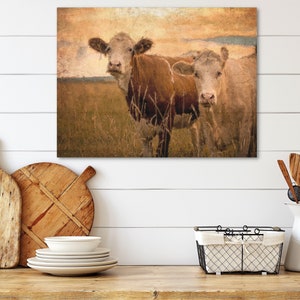 Cows In The Field, Vintage Farmhouse Sign, Modern Farmhouse Decor, Large Canvas Wall Art, Vintage Signs, Oversized Wall Art, Distressed Art