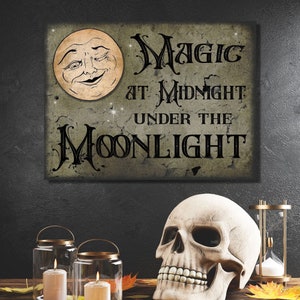 Magic At Midnight, Spooky Halloween Decor, Full Moon Decor, Halloween Canvas Art, Scary Halloween Decor