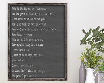 This Is The Beginning Of A New Day, Farmhouse Decor, Chalkboard Canvas Sign, Inspirational Sign, Kids Room Decor, Gift For Kids