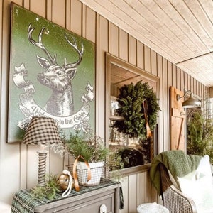 Welcome To The Cabin, Deer Head Sign, Hunter Sign, Cabin Decor, Cabin Wall Art, Cabin Gifts,