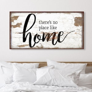 There's No Place Like Home Sign, Modern Farmhouse Decor, Fixer Upper Decor, Large Canvas Sign, Farmhouse Signs, Signs With Sayings