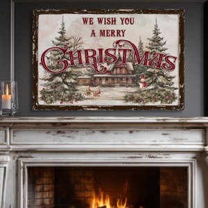 Holiday Decor, We Wish You A Merry Christmas Canvas Sign, Christmas Signs, Christmas Pictures, Vintage Christmas Decorations, Holiday Art