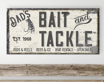Dad's Bait & Tackle Personalized Sign, Large Canvas Signs, Personalized Signs, Personalized Gifts, Father's Day Gift, Gift Ideas for Dad