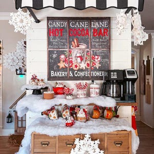 Letrero de lona de barra de chocolate caliente Candy Cane Lane: decoración navideña rústica vintage imagen 9