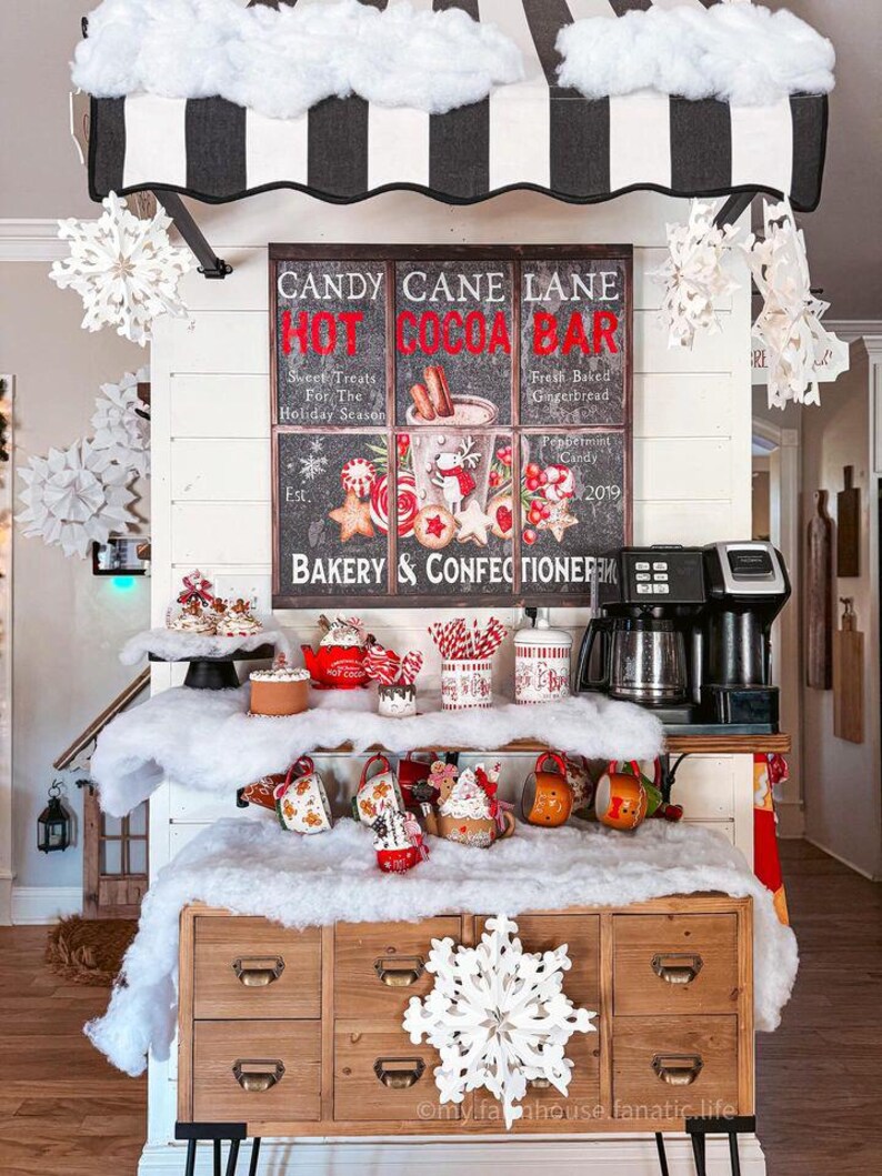 Letrero de lona de barra de chocolate caliente Candy Cane Lane: decoración navideña rústica vintage imagen 9