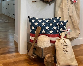 Vintage American Flag Pillow Cover: Rustic Patriotic Decor