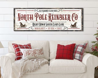 North Pole Reindeer Co, Winter Canvas Sign, Christmas Decor, Modern Farmhouse Decor, Holiday Wall Art, Holiday Decorations