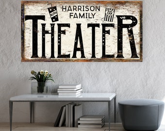 Family Theater Sign, Modern Farmhouse Decor, Large Canvas Wall Art, Family Gifts, Personalized Gifts