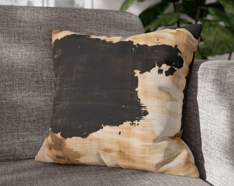 2 Federe Per Cuscino In Finta Pelle Di Mucca – Stampa Bovino Marrone/Bianco, 45x45 Cm, Velluto Morbido, Cerniera Invisibile, Arredamento Rustico