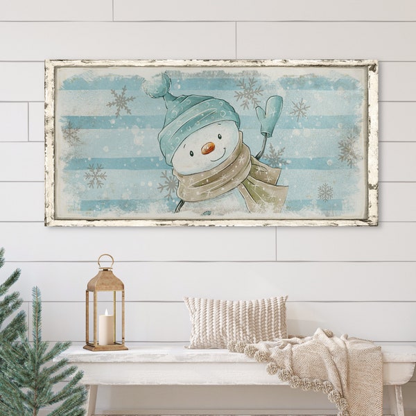 Canvaskunst aan de muur sneeuwpop: grillig decor voor de winter