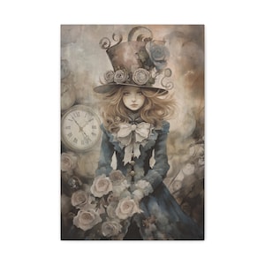 Steampunk Alice in Wonderland, Vintage Art Prints, Canvas Paintings, Whimsigoth, Steampunk Decor, Abstract Art, Vintage Home Decor image 7