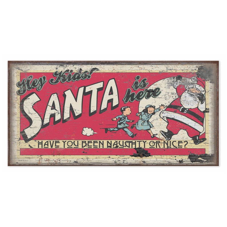 Naughty Or Nice Holiday Sign, Modern Farmhouse Decor, Large Canvas Wall Art, Christmas Sign, Vintage Christmas Decor, Santa Decor image 9