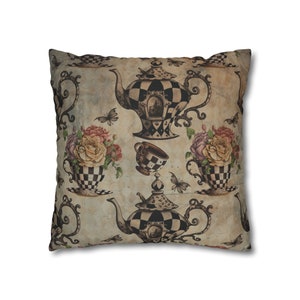 Copricuscino Steampunk Alice nel Paese delle Meraviglie: Decorazione Teiera, 18x18 immagine 7