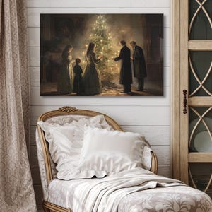 Victorian Christmas Canvas Art: Vintage Holiday Family Scene image 9