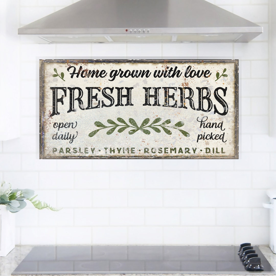 Fresh Herbs Sign, Modern Farmhouse Decor, Large Canvas Sign, Farmhouse