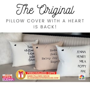 Personalized Family Name Pillow Cover, Gift Ideas for Mom from Kids, Names Farmhouse Pillow Cover, Personalized Gift Grandparents, Nana Gift image 2