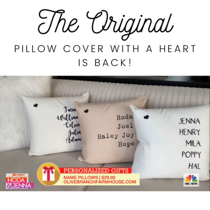 Personalized Family Name Pillow Cover, Gift Ideas for Mom from Kids, Names Farmhouse Pillow Cover, Personalized Gift Grandparents, Nana Gift image 2